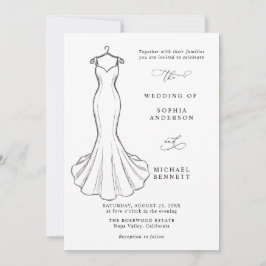 Linjegrafik Minimalistisk Bröllopskläd Invitation Inbjudningar