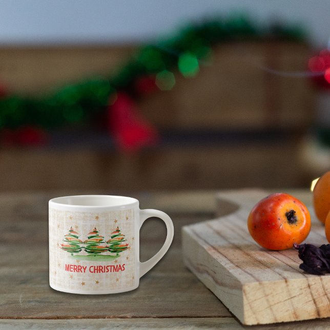Linjegula julgranar – Festiv present för högtiden Espressomugg (Skapare uppladdad)