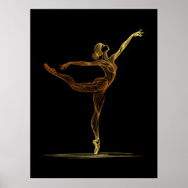 Linjeillustration av en kvinnlig balettdansare poster