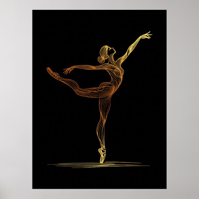 Linjeillustration av en kvinnlig balettdansare poster (Framsidan)