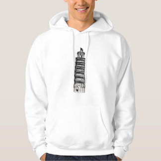 Linjeillustration av lutande tornet i Pisa Hoodie
