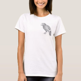 Linjekonst av papegoja (grå) finkonst t shirt