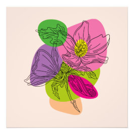 Linjekonst Bright Hibiscus Flower Fototryck