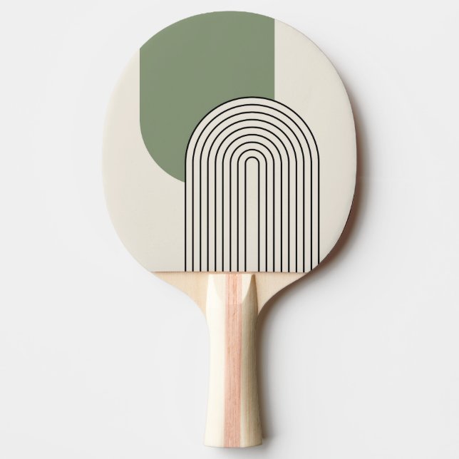 Linjekonst i Mid Century stil med grönt Arch Pingisracket (Framsidan)