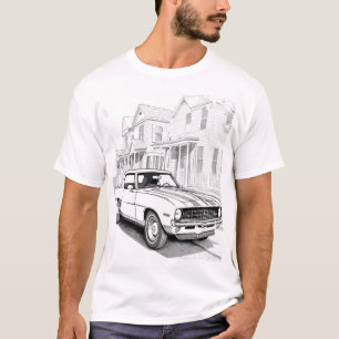 Linjekonst, klassisk muskelbil t shirt