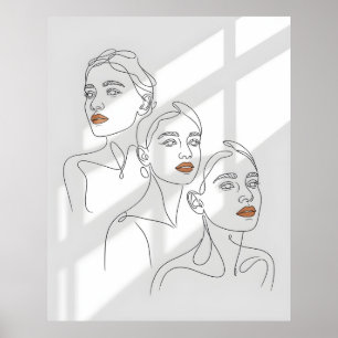 Linjekonst Kvinnlig Trio Poster