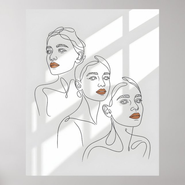 Linjekonst Kvinnlig Trio Poster (Framsidan)