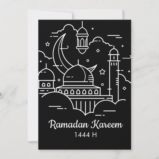 Linjekonst Ramadan Kareem - EID Mubarak Julkort (Framsida)