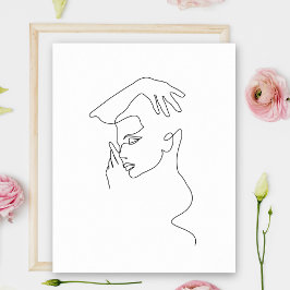 Linjekonst teckning | Svartvit | Minimalistisk Poster