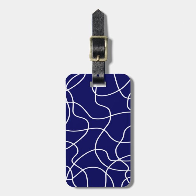 Linjekonst: Vit på Mörk blått Bagagebricka (Vertikal Framsida)