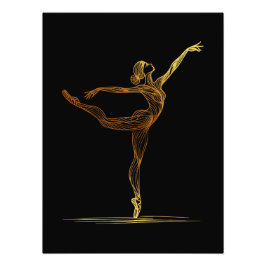 Linjekonturillustration av en Ballet-hondansare Fototryck