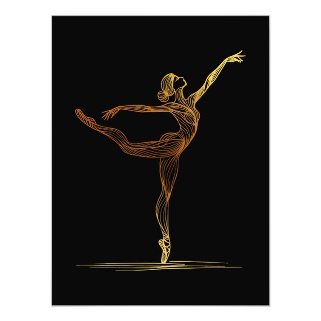 Linjekonturillustration av en Ballet-hondansare Fototryck (Framsidan)