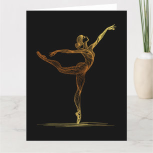 Linjekonturillustration av en Ballet-hondansare Tack Kort
