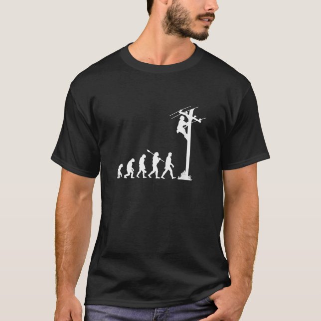 linjeman evolution elektriker linjeman  t shirt (Framsida)