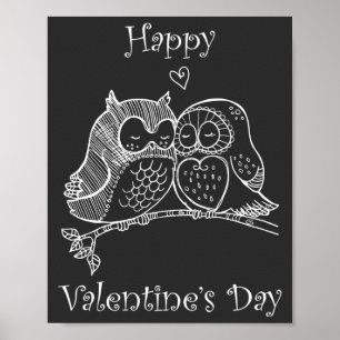 Linjen Cute Birds Kärlek par Uggla Romantik Art. 2 Poster
