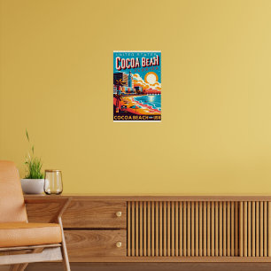 Linjepresentationer för Cocoa Beach City Florida k Poster