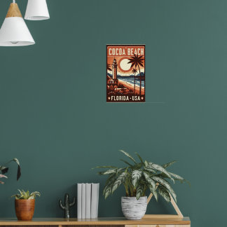 Linjepresentationer för Cocoa Beach City Florida k Poster