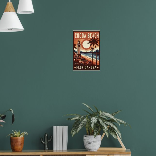 Linjepresentationer för Cocoa Beach City Florida k Poster (Vardagsrum 1)