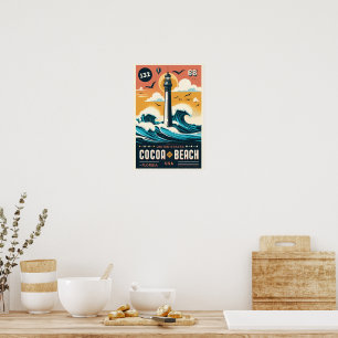 Linjepresentationer för Cocoa Beach City Florida k Poster