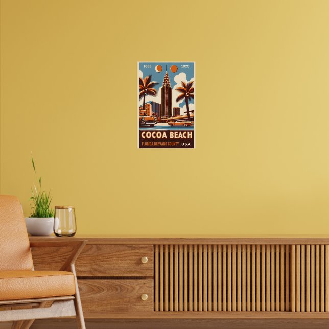 Linjepresentationer för Cocoa Beach City Florida k Poster (Vardagsrum 2)