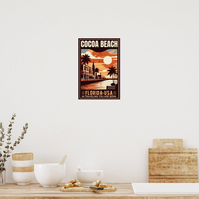 Linjepresentationer för Cocoa Beach City Florida k Poster (Kök)