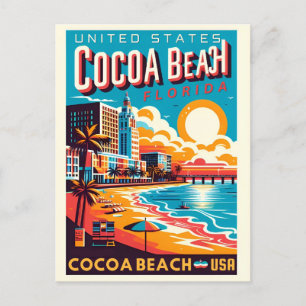 Linjepresentationer för Cocoa Beach City Florida k Vykort
