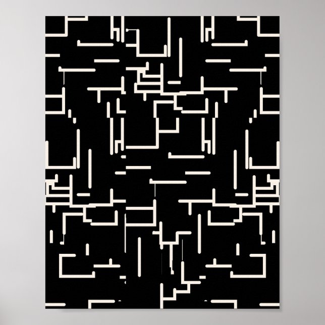 Linjer Black med minimal Abstrakt Poster (Framsidan)