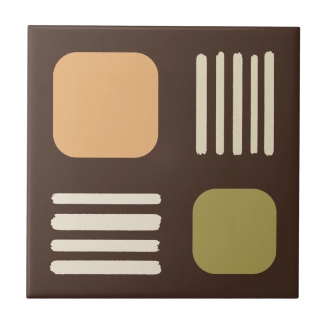 Linjer Brown i medelårhundradets moderna minimalis Kakelplatta (Framsidan)