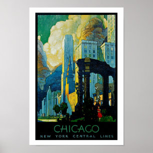 Linjer för Chicago ~-New York central Poster