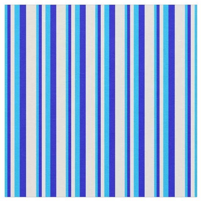 Linjer för Deep Himlar Blue, Blue & Light Gult Tyg (Närbild)
