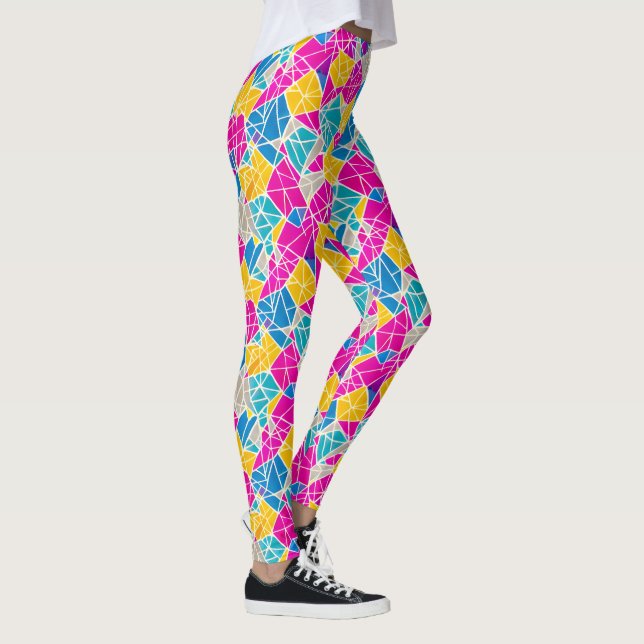 Linjer för färgstarka brant Abstrakt Geometric Sha Leggings (Höger)