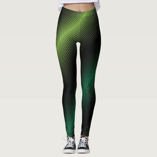 Linjer för st patricks dayvariabelgrönt leggings (Framsida)