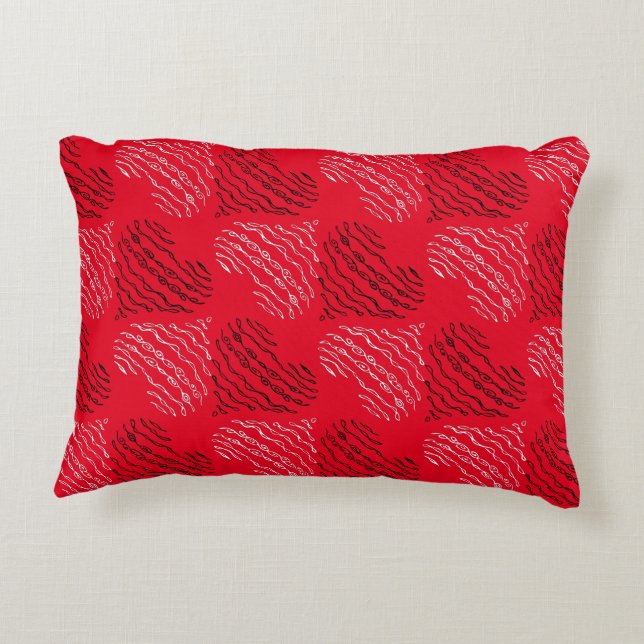 Linjer för svartvitt alternerande hjärta prydnadskudde (Baksidan)