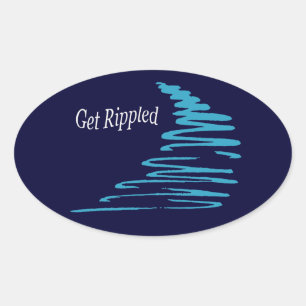 Linjer_Get Rippled_Aqua Ovalt Klistermärke