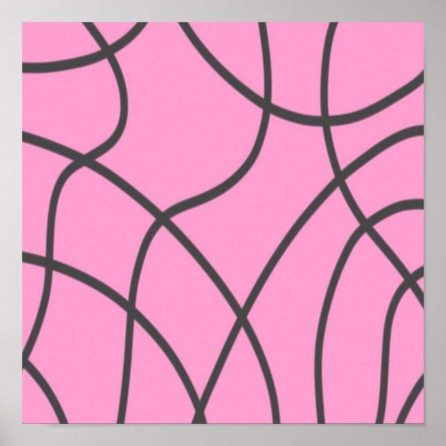 Linjer: Grå på mjuk rosa Poster (Framsidan)