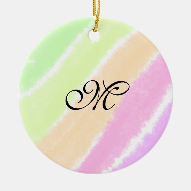 Linjer lägga till ditt monogram julgransprydnad keramik (Framsidan)