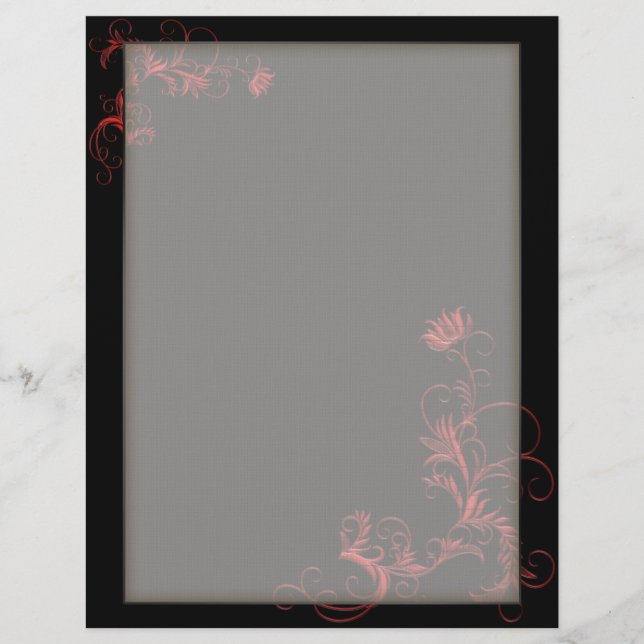 Linjer Letterhead Red Blommigt Black Ram (tillval) (Framsida)