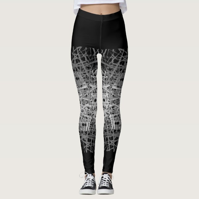 Linjer mönster 2 ton b svart BG Leggings (Framsida)