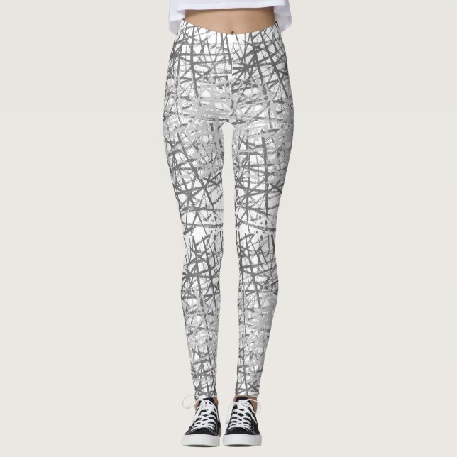 Linjer mönster 2 ton med vit BG Leggings (Framsida)
