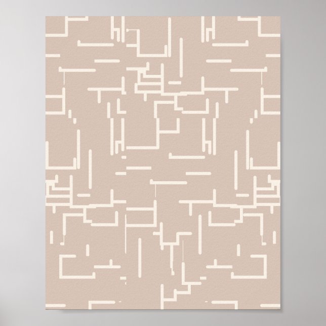 Linjer Neutralt Beige med minimalistisk Abstrakt Poster (Framsidan)