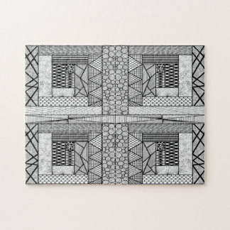 Linjer och cirklar Tangle in Black and White Pussel