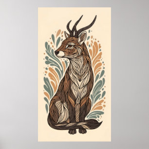 linjer och mönster dekorativa antelope poster