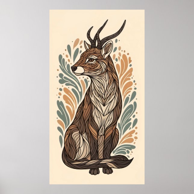 linjer och mönster dekorativa antelope poster (Framsidan)