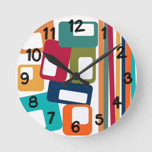 Linjer och rektanglar rund klocka (Framsida)