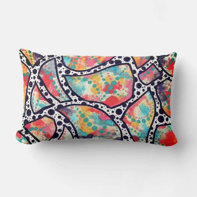 Linjer Originalkonst med ytliga prickar, prickar o Lumbarkudde (Framsida)