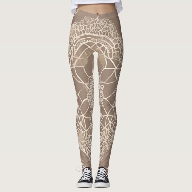 Linjer på Clay Snöre AI art Leggings (Framsida)