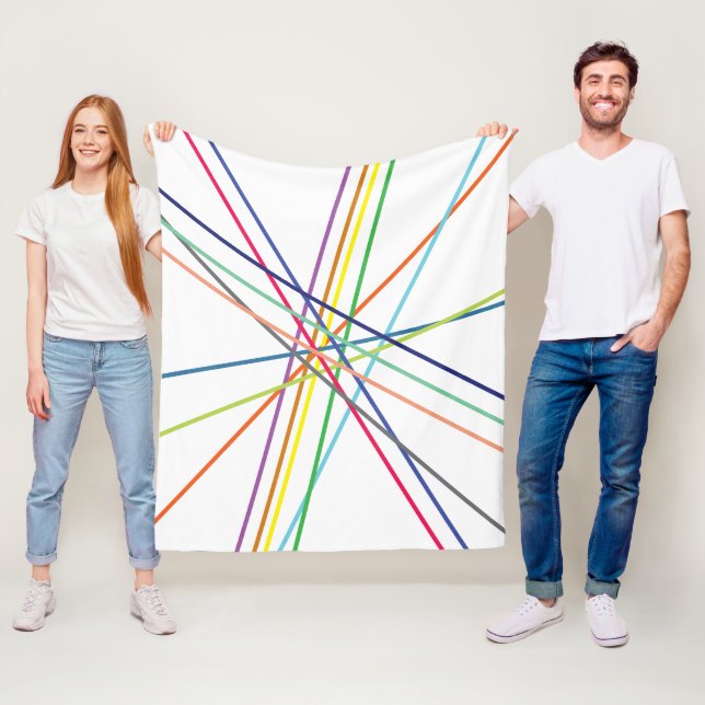 Linjer som korsar flera färgader fleecefilt (På plats)