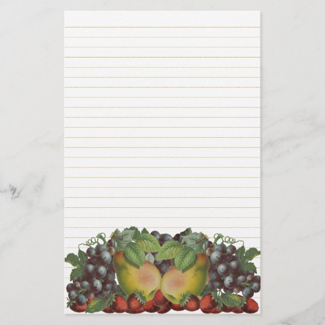 Linjerad vintage Fruit Art Stationery Brevpapper (Framsida)