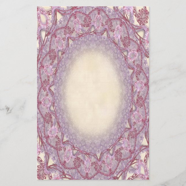 Linjerade Rosa ros Snöre p2-mallsidor Brevpapper (Framsida)