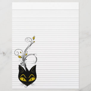Linjerat buntbandspapper 8.5"x11" Svart Katt Enfär Reklamblad